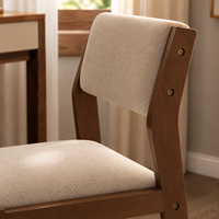Chaise de salle à manger moderne en bois de noyer avec dossier et assise en tissu beige pour la maison, le bureau ou le café (vente en gros)