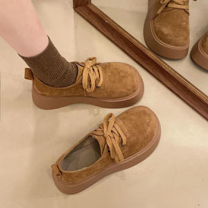 Nouvelles Chaussures Décontractées Polyvalentes à Plateforme en Daim à Lacets pour Femme, Style Rétro Élégant, Rehaussantes, Collection Printemps 2026 - Product Image 4