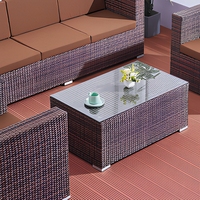 Canapé d'extérieur modulaire en rotin PE, résistant aux intempéries et aux UV, style ferme du milieu du siècle, pour jardin, cour et parc