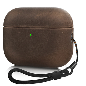 Étui rétro en cuir véritable Crazy Horse pour <span class=keywords><strong>AirPods</strong></span> Pro 2, LED frontale visible, charge <span class=keywords><strong>filaire</strong></span> et sans fil [sans écouteurs] - Product Image 1