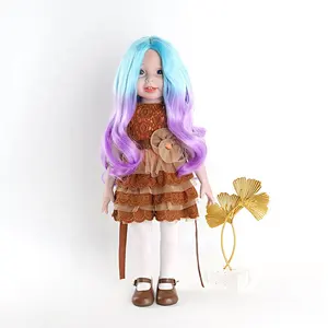 人形ウィッグ卸売ファッション11.5インチボディウェーブロングブルーパープルグラデーションソフト人形の髪