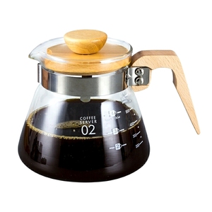 400 ml/600 ml เครื่องชงชากาต้มน้ําเบียร์กาแฟเซิร์ฟเวอร์หม้อกาแฟแก้วพร้อมที่จับไม้ - Product Image 6