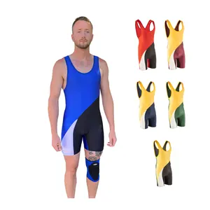 Brun adulte singlet lutte adulte lutte uniforme Singlet Polyester porter pas cher personnalisé lutte Singlet pour les hommes