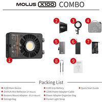 Zhiyun Molus X100 Combo 100W Bi-Color Pocket COB LED Video Light pour Photo/Studio/Vidéo et Utilisation Extérieure
