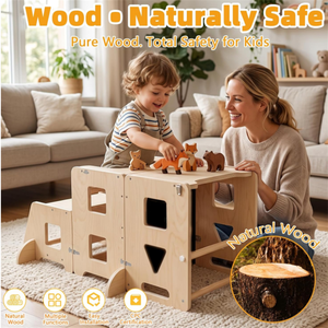 Wholesale Foldable Toddler Standing Tower 4-in-1 Kids Wooden Kitchen <b>Step</b> <b>Stool</b> with Blackboard - Product Image 2