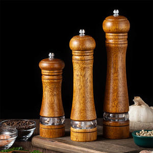 Ensemble moulin à sel et à poivre en bois avec logo personnalisé, moulin à poivre en bois à broyage manuel pour accessoires de cuisine - Product Image 4