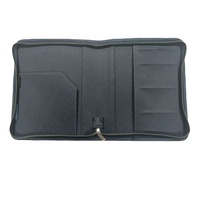 Pochette de livre en cuir PU avec logo personnalisé avec fermeture à glissière porte-dossiers sac à main de voyage portefeuille de voyage pochette à fermeture éclair d'affaires