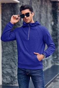 <b>Hoodie</b> Mens 1/4 <b>Zip</b> Sweatshirts Casual Long Sleeve Classic Drawstring Pullover Tops Loose Sports Jacket with <b>Pocket</b> - Product Image 2