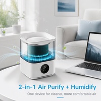 Purificateur d'air avec humidificateur, dispositif de traitement de l'air multifonction, lampe d'ambiance à changement de couleur, contrôle numérique pour la pièce