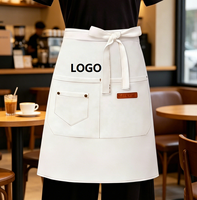 Tablier unisexe 100 % coton mi-long pour serveur, cuisine, restaurant, café, boulangerie, pâtisserie, tablier de travail en toile, tabliers mi-corps