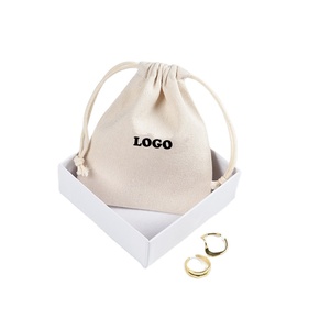 Pochette en coton biologique personnalisée avec logo, petite, avec cordon de serrage, sac anti-poussière - Product Image 1