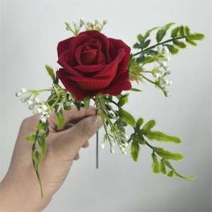 ช่อดอกไม้ประดิษฐ์ DIY สำหรับตกแต่งโต๊ะวันเกิด กิ่งดอกกุหลาบพลาสติกสั้น - Product Image 6