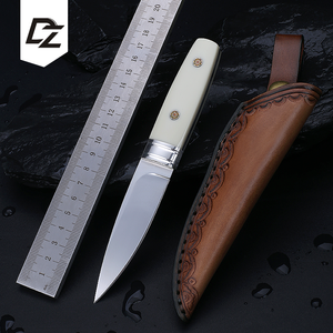 Cuchillo Táctico de Supervivencia OEM Personalizable, Hoja de Acero Inoxidable, Punta de Gota, Mango de G10 y Hueso de Vaca, Funda de Cuero, para Caza - Product Image 5