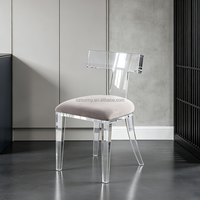 Chaise d'appoint moderne en acrylique transparent avec coussin en velours, chaise de salle à manger de luxe, chaise de bureau pour hôtel
