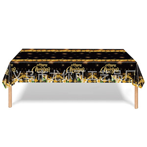 Assiettes en papier noires et dorées pour le Nouvel An, jetables, rondes, pour les fêtes et les célébrations - Product Image 4