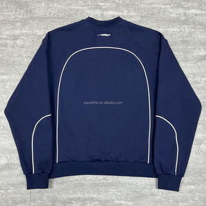 Moda Boxy Heavyweight Drop Shoulder Hoodie Custom Streetwear Sudadera de alta calidad Sudadera de cuello redondo de gran tamaño para hombres - Product Image 2