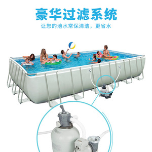 สระว่ายน้ำทรงสี่เหลี่ยมแบบตั้งพื้น โครง PVC ขนาดใหญ่พิเศษ สำหรับว่ายน้ำและกีฬาทางน้ำทุกวัย - Product Image 4