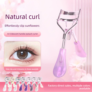 Mini recourbe-cils en acier inoxydable avec poignée tournesol multicolore, outil de beauté portable pour recourber les cils - Product Image 1