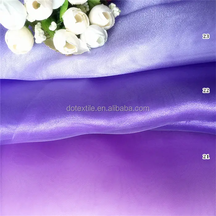 Manufacturer direct fluorescent effect korean blue organza sheer shiny fabric for wedding dress