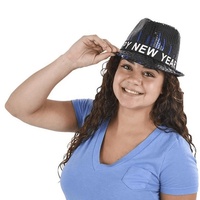 Chapeau Fedora à paillettes Deluxe Happy New Year