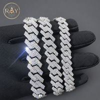 Nouveautés Bijoux Hip-Hop Style Rappeur 10mm 12 13 2 rangs Moissanite VVS1 Certificat GRA Argent S925 Plaqué Rhodium Cadeau
