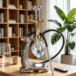 En gros, Ensemble de chicha en résine motif cerf 55CM avec éclairage LED, en aluminium, style européen de luxe, type stylo, en stock - Product Image 4