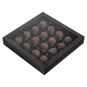 कस्टम खाली स्क्वायर चॉकलेट बोनबॉन कैंडी पैकिंग बॉक्स पैकेजिंग वैलेंटाइन्स स्पष्ट विंडो के साथ पेपर उपहार बॉक्स का इलाज करता है