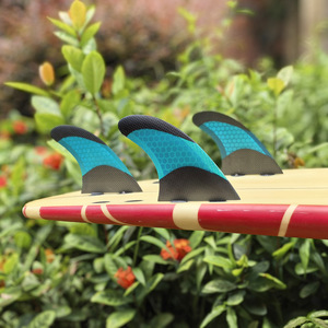 Ensemble de ailerons de planche de surf UPSURF en fibre de carbone nid d'abeille triple - Product Image 2
