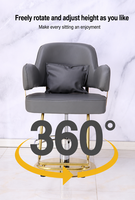 Fauteuil de barbier noir et or, base carrée, repose-pieds hydraulique en U, accoudoir intégré