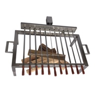 Gril Rôtissoire Brésilien Automatique d'Extérieur pour Kebab avec Brochettes Plates Barbecue en Acier Inoxydable, pour Camping
