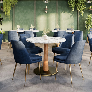 Tables de <span class=keywords><strong>restaurant</strong></span> rondes en marbre de luxe professionnelles avec bois - Product Image 3