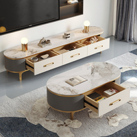 Support TV Rock Board de haute qualité Combinaison de table basse Petit appartement Lumière Table basse ovale au sol de luxe pour la maison