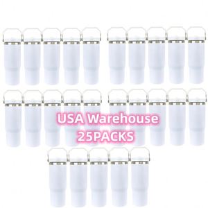 Paquete de 25 Botellas de Agua con Pajita Abatible de 30 oz, Blancas, para Sublimación, Aptas para Bebidas Frías al Aire Libre - Product Image 1