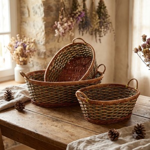 Oval Woven Seagrass Bathroom Storage Basket Set Decorative <b>Towel</b> Toiletries Storage Bin Container with Handles <b>Cheap</b> Price - Product Image 1