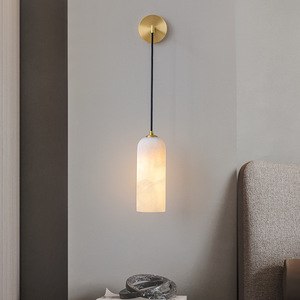 Lámpara de pared de mármol con LED E27, acabado bronce, para dormitorio, sala de estar, estudio - Product Image 3