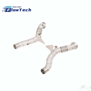 ท่อดาวน์ไปป์แบบไหลสูง 304 SS พร้อมแผ่นกันความร้อนสำหรับ Ferrari F8 3.9T V8 เพิ่มประสิทธิภาพ - Product Image 2