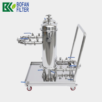 Troli Filtrasi Paralel 20" 5 Kartrid Baja Tahan Karat Food Grade, Finishing Poles, Laju Alir 20m, Kapasitas 20T/H