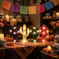 Lampe décorative LED en plastique en forme de cactus, idéale pour les fêtes mexicaines, le festival du 5 mai, la décoration de bureau ou de chambre, éclairage festif