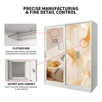 Armoire coulissante en acier avec miroir et coffre-fort, résistante à l'humidité, pour usage domestique en Asie du Sud-Est, fabrication OEM ODM sur mesure