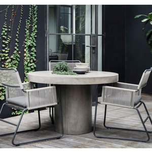 <span class=keywords><strong>Tavolino</strong></span> rotondo in travertino in stile moderno con basamento laterale in cemento tavolo centrale - Product Image 4