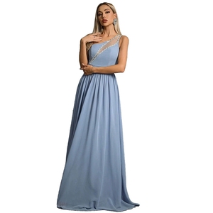 Abito da donna in rete <span class=keywords><strong>blu</strong></span> francese per le vacanze, modellante in vita - Product Image 1