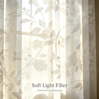 Rideau semi-transparent en jacquard à motif de feuilles naturelles, filtre de lumière douce, draperie de fenêtre sur mesure pour la décoration de la maison, de la villa, de l'hôtel, de la chambre d'hôtes