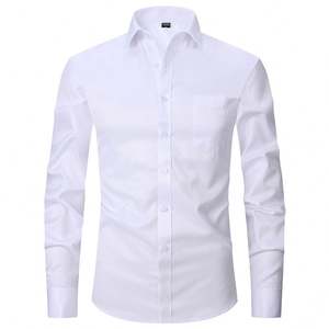 Camicia nera da <span class=keywords><strong>uomo</strong></span> a maniche lunghe camicia da <span class=keywords><strong>uomo</strong></span> con bottone da lavoro gemelli francesi tinta unita <span class=keywords><strong>abito</strong></span> da sposo sposo - Product Image 2