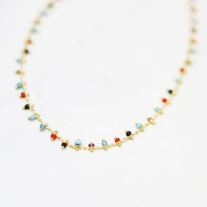 Collier ras du cou en perles colorées pour femmes breloques couleur or chaîne de clavicule bijoux faits à la main accessoires collier - Product Image 2