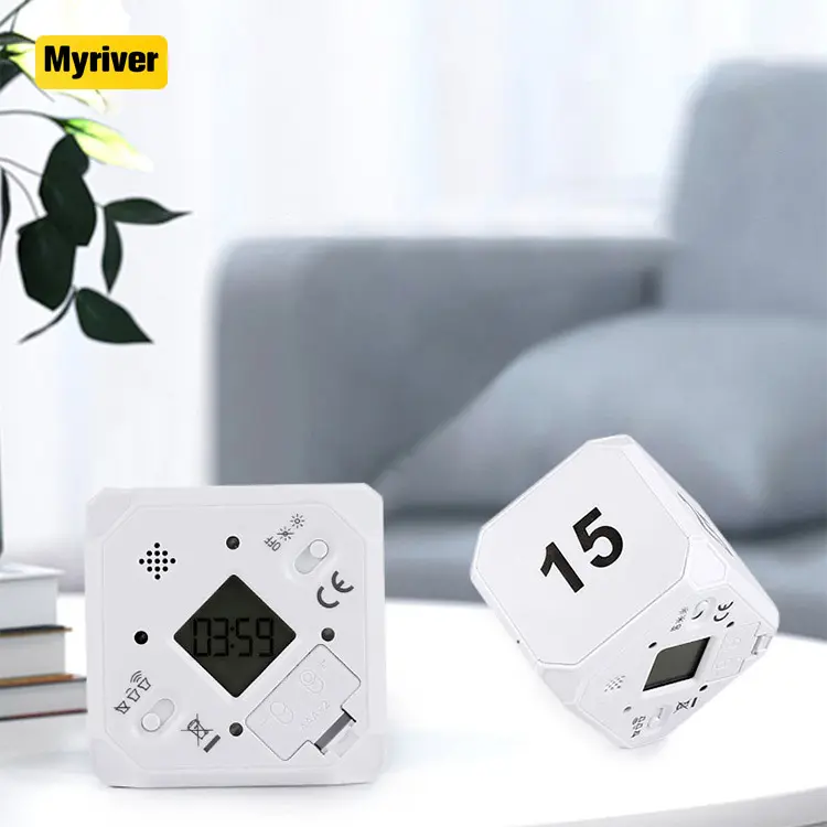 Myriver Alat Belajar Manajemen Waktu Multifungsi, Permainan Latihan, Sensor Gravitasi, Penghitung Waktu Kubus Lipat, Timer Dapur Digital