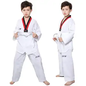 Custom Logo Martial Arts Wear Factory Price Taekwondo Itf Cotton White Embroidery Taekwondo Uniform for Kids