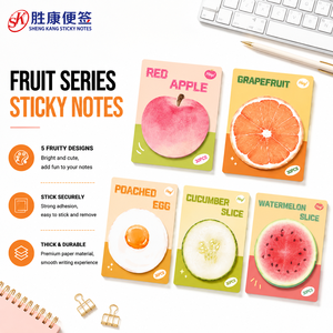 Notas Adhesivas con Forma de Frutas Coloridas, Blocs de Notas Autoadhesivos Bonitos, Papel Grueso y Liso, Adhesivo Fuerte, Logotipo Personalizado para la Escuela y la Oficina - Product Image 1