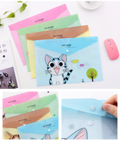 Almacenamiento de papelería escolar Dibujos animados Lindo gato Impresión Portátil PVC Tamaño A4 Bolsa de archivo para niños