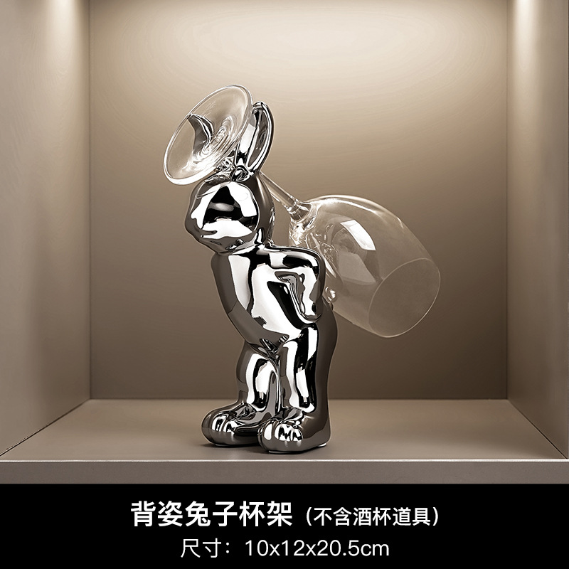 Porte-gobelet lapin ivre plaqué argent