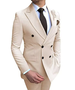 Wholesale Stretch Men's <strong>Suit</strong> Breathable Men's <strong>Suit</strong> in <strong>Khaki</strong> for Summer Weddings - Product Image 2
